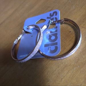 Pink Glitter Hoop Earrings